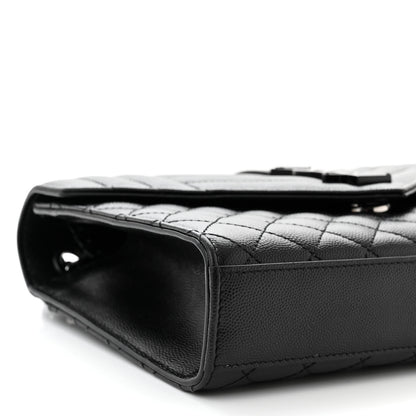 Saint Laurent Grain De Poudre Textured Mixed Matelasse Triquilt Medium Monogram Monochrome Satchel Black 9 of 11