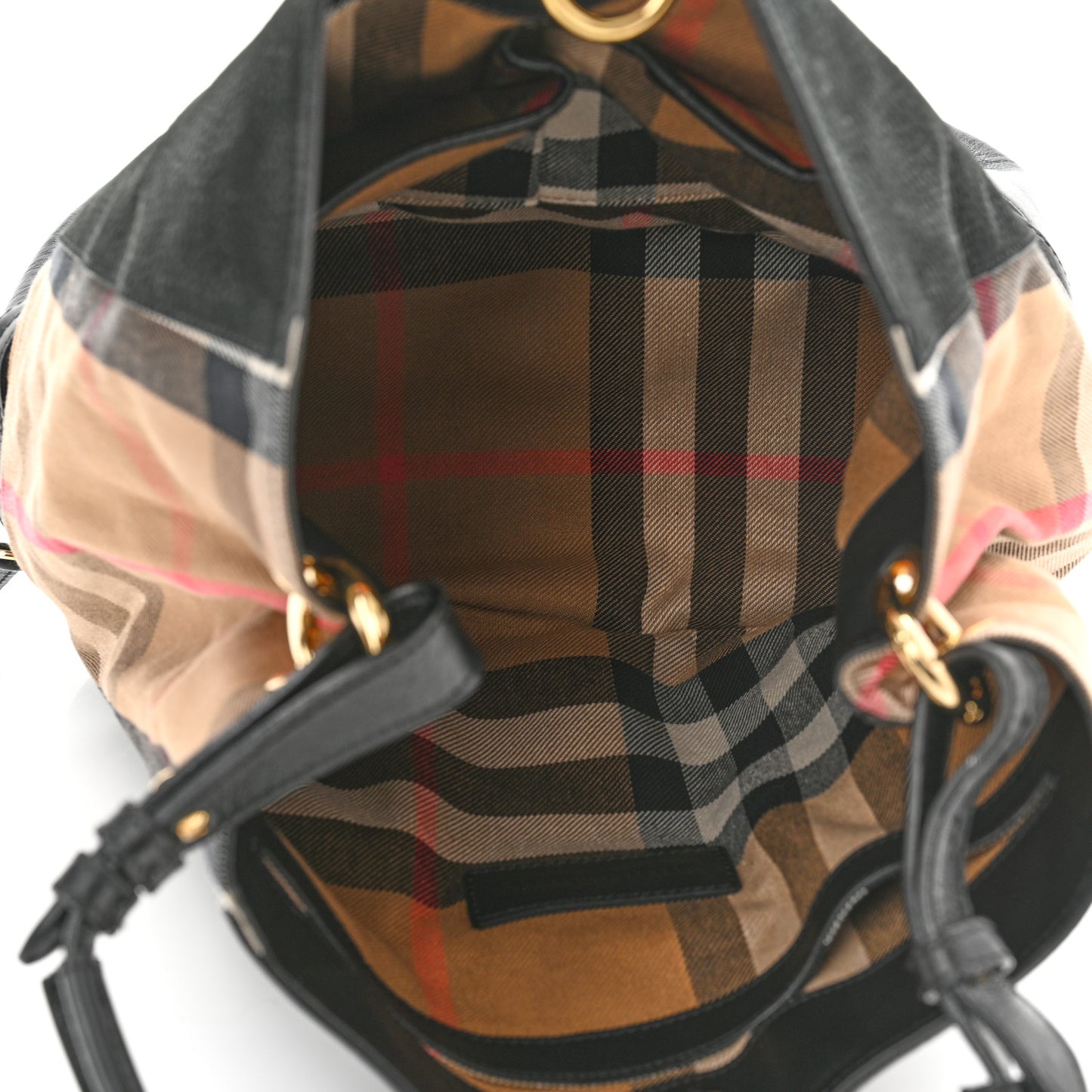 Nubuck Canvas Check Beckett Bucket Bag Black