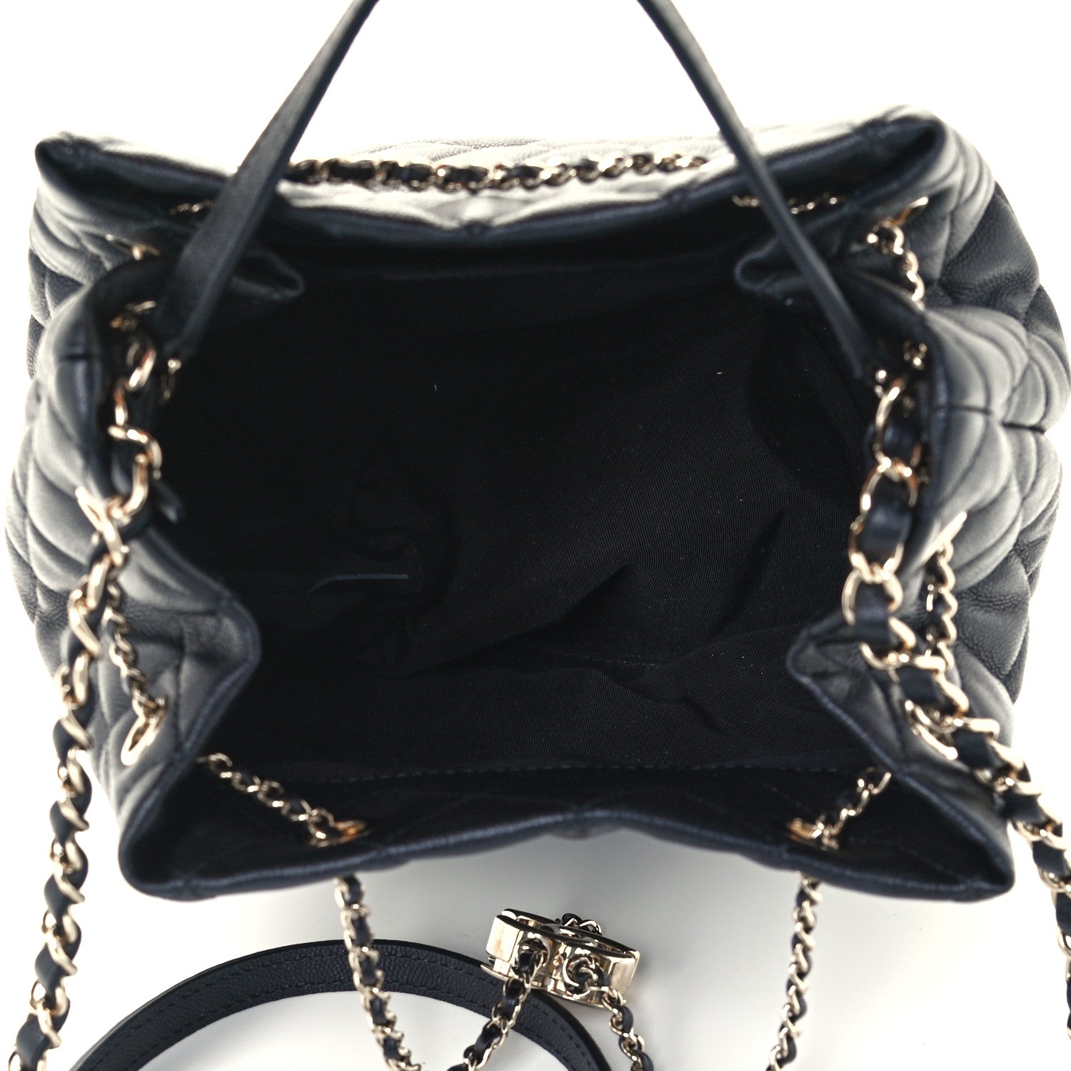 Chanel Caviar Quilted Large Rolled Up Bucket Drawstring Bag Black 5 of 10