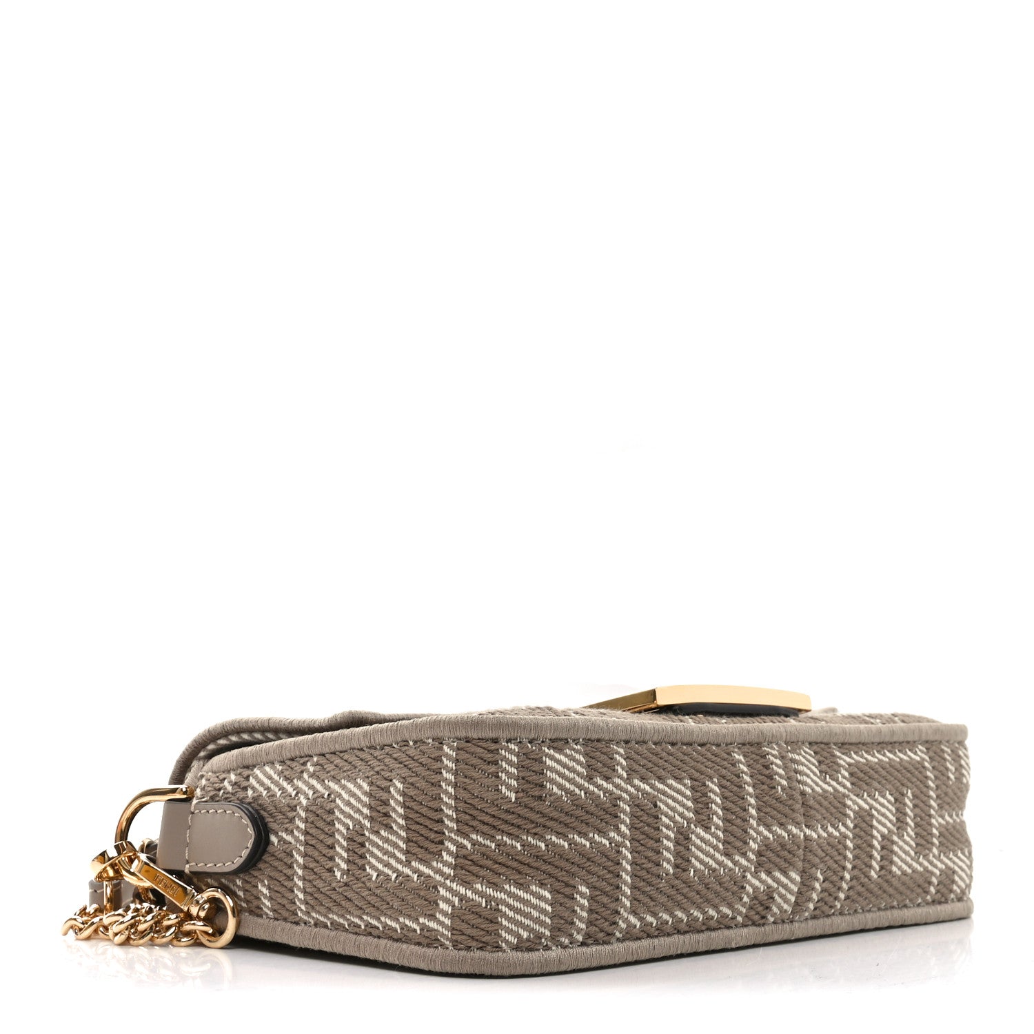 Fendi Denim Jacquard FF Effect Vitello Grace Mini Baguette Dove White Dove 4 of 11