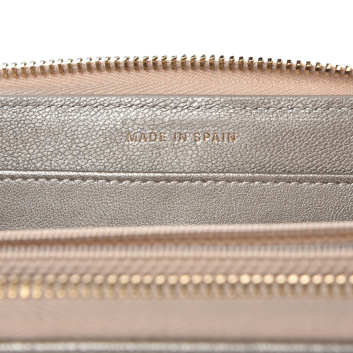 Metallic Sheepskin Quilted Mademoiselle Vintage Zip Around Wallet Light Gold