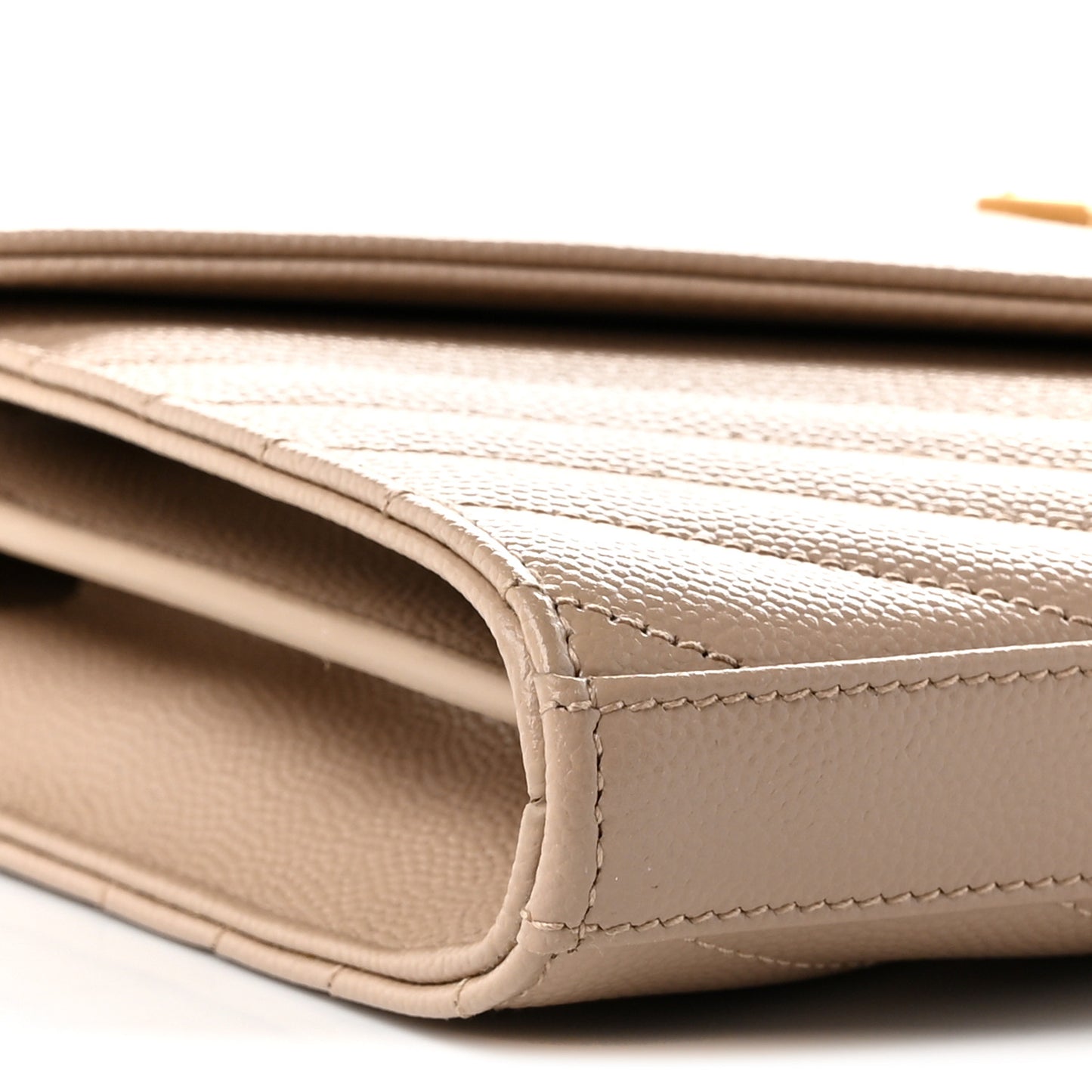 Grain De Poudre Matelasse Chevron Monogram Chain Wallet Dark Beige