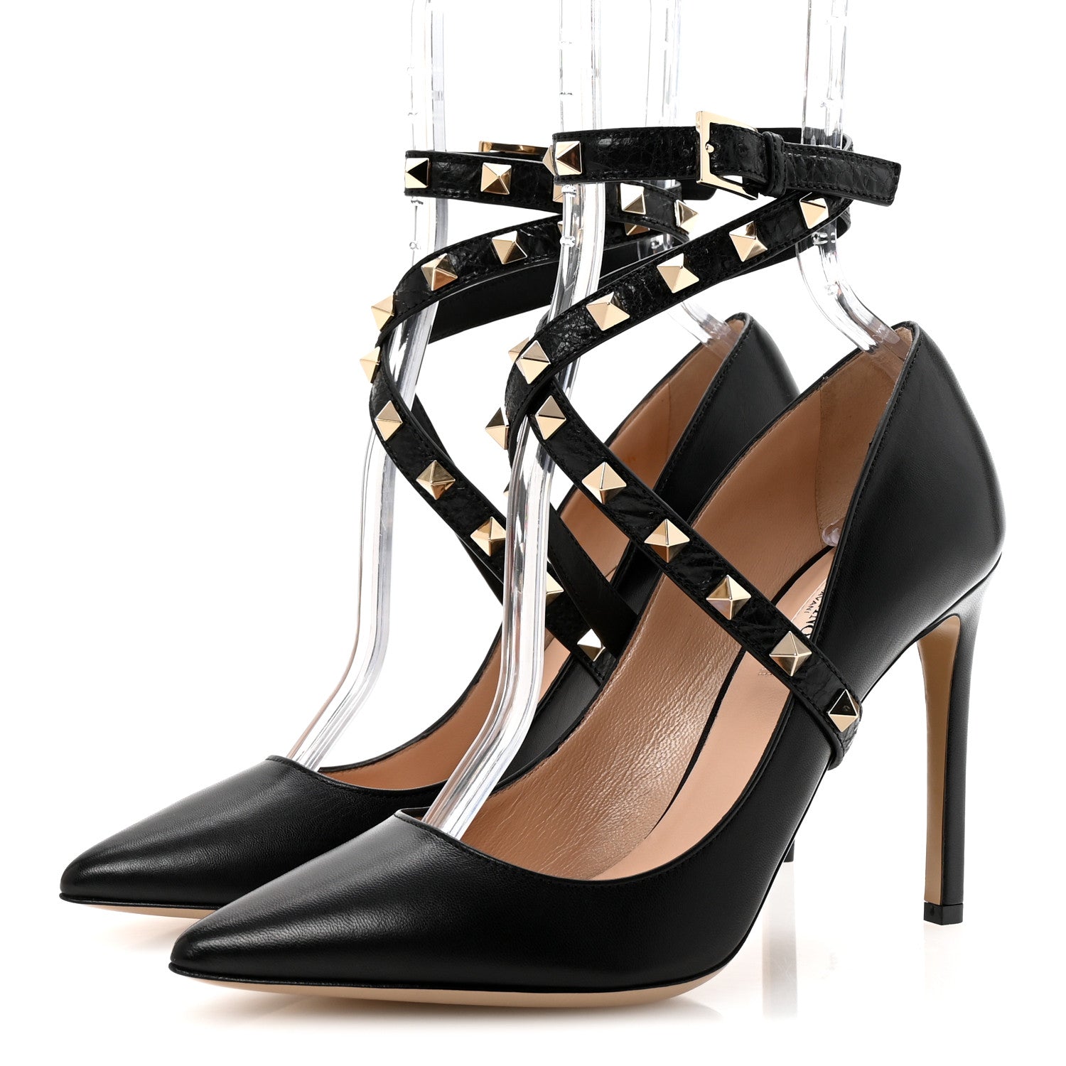 Valentino Garavani Nappa Rockstud Studwrap Strap 105mm Pumps 36.5 Black 4 of 10