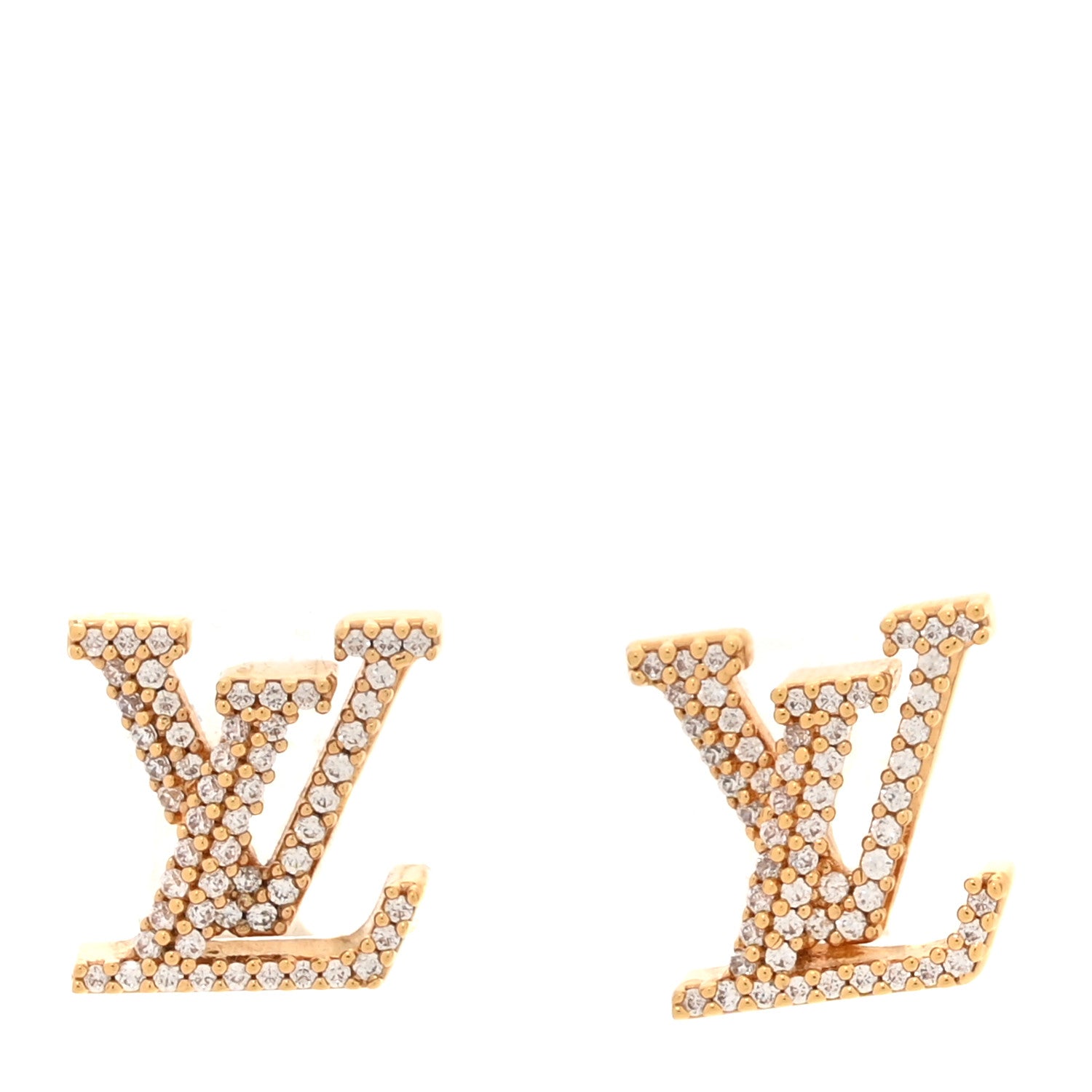 Louis Vuitton Metal Crystal LV Iconic Earrings Gold 1 of 7
