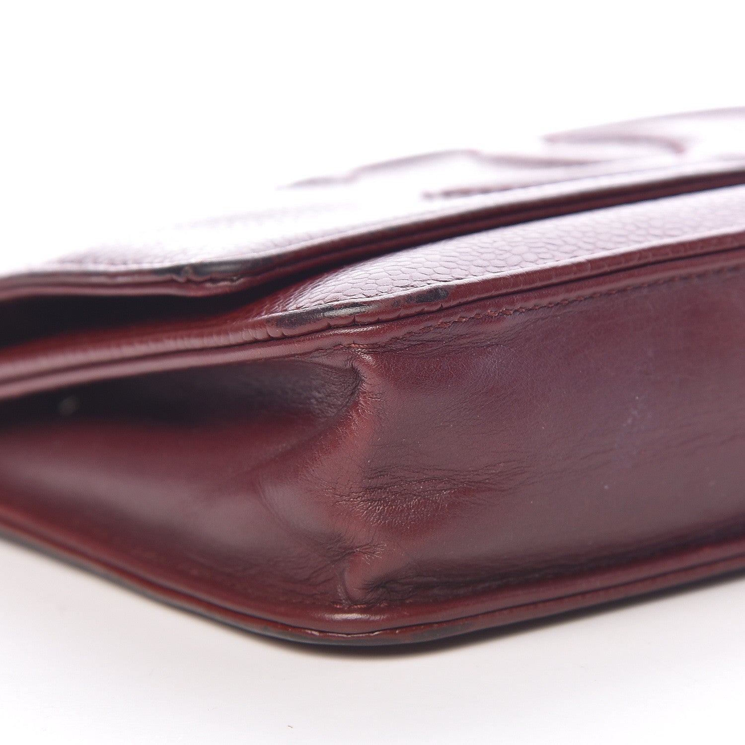 Chanel Caviar Timeless CC Wallet on Chain WOC Dark Red 9 of 14
