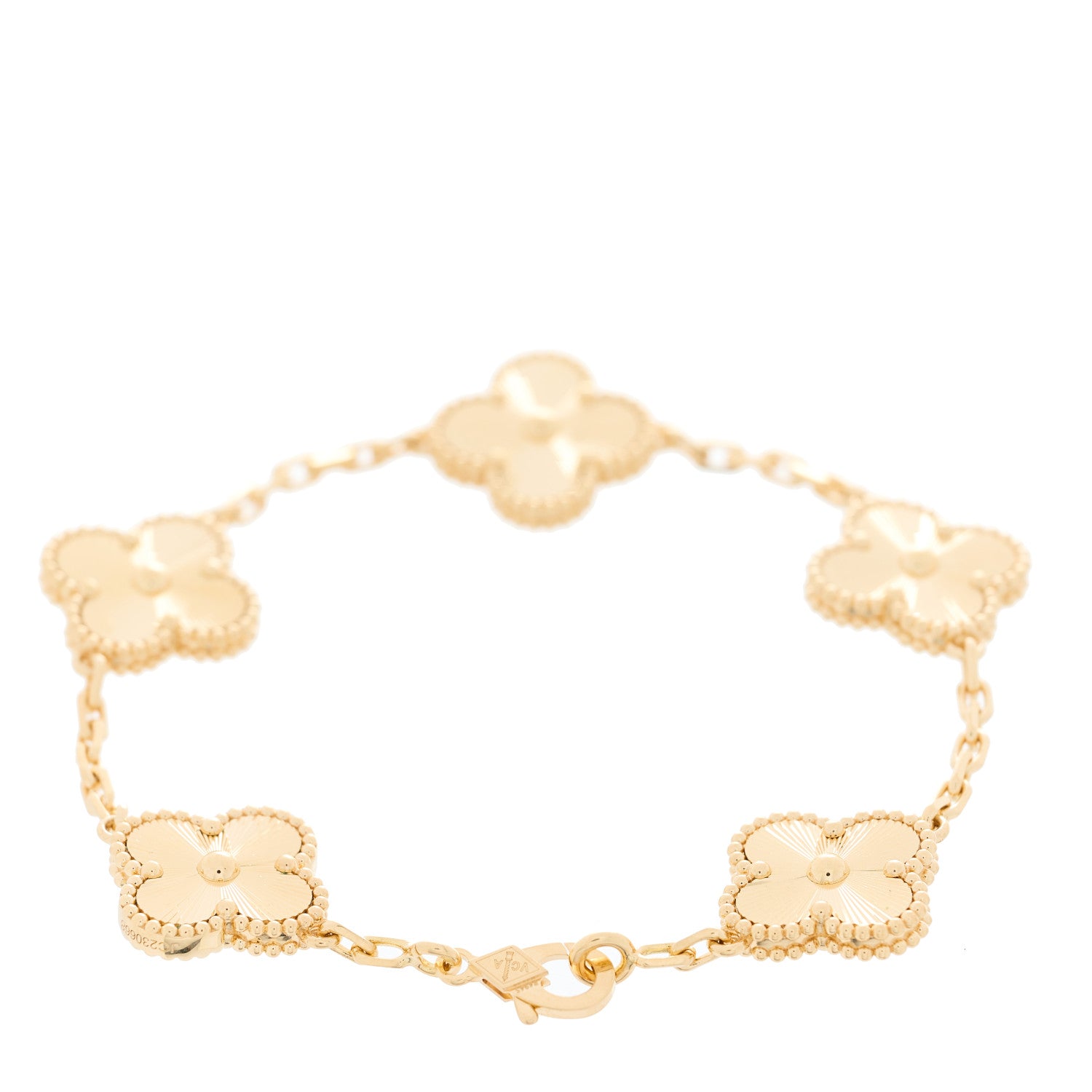 Van Cleef & Arpels 18K Yellow Gold 5 Motifs Guilloche Vintage Alhambra Bracelet 2 of 5