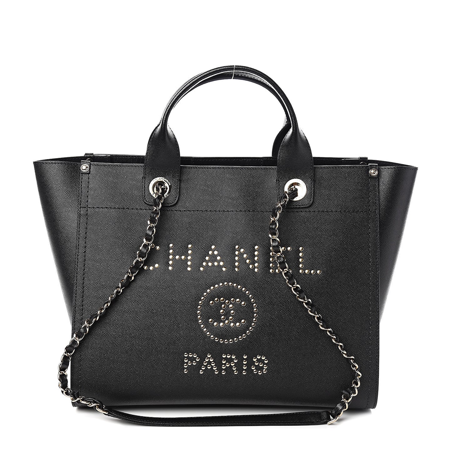 Caviar Small Studded Deauville Tote Black
