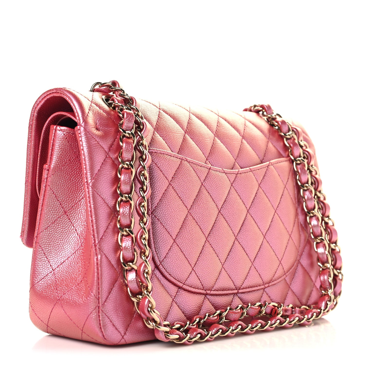 Chanel Iridescent Caviar Quilted Medium Double Flap Dark Pink 3 of 10