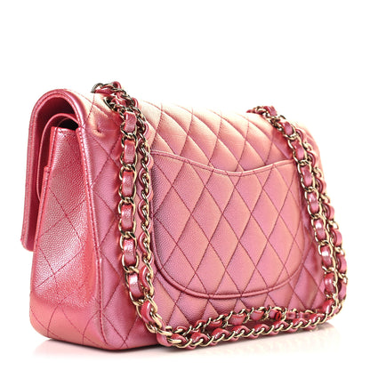Chanel Iridescent Caviar Quilted Medium Double Flap Dark Pink 3 of 10