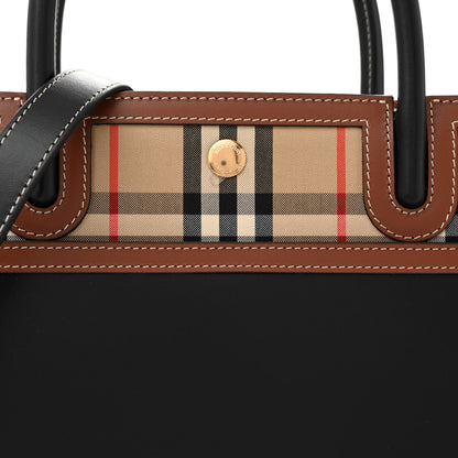 Burberry Calfskin Check Small Two Handle Title Bag Black 7 of 9