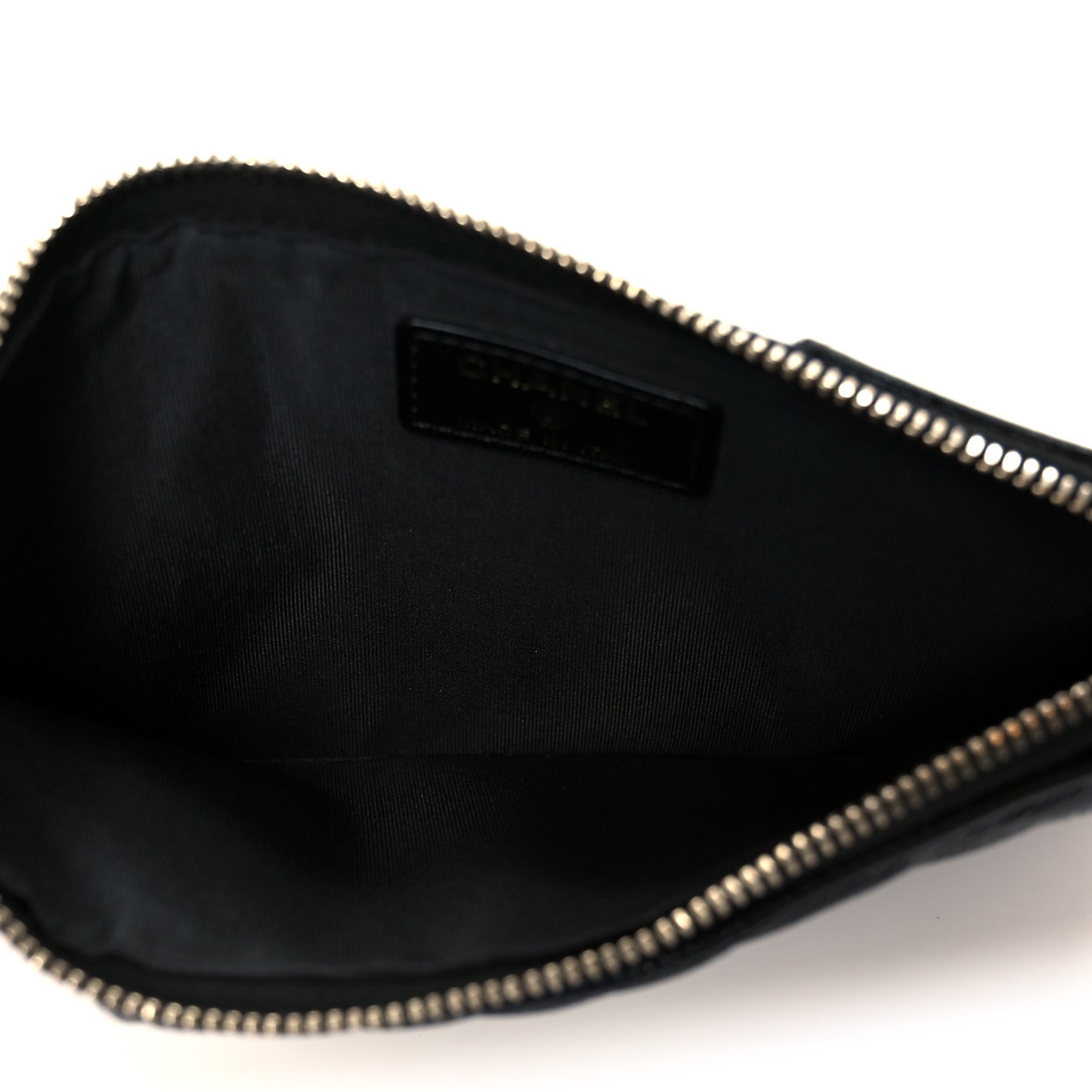 Caviar Camellia Embossed Classic Flat Wallet Pouch Black