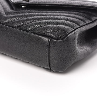 Saint Laurent Sheepskin Matelasse Chevron Monogram Medium College Bag Black 9 of 18
