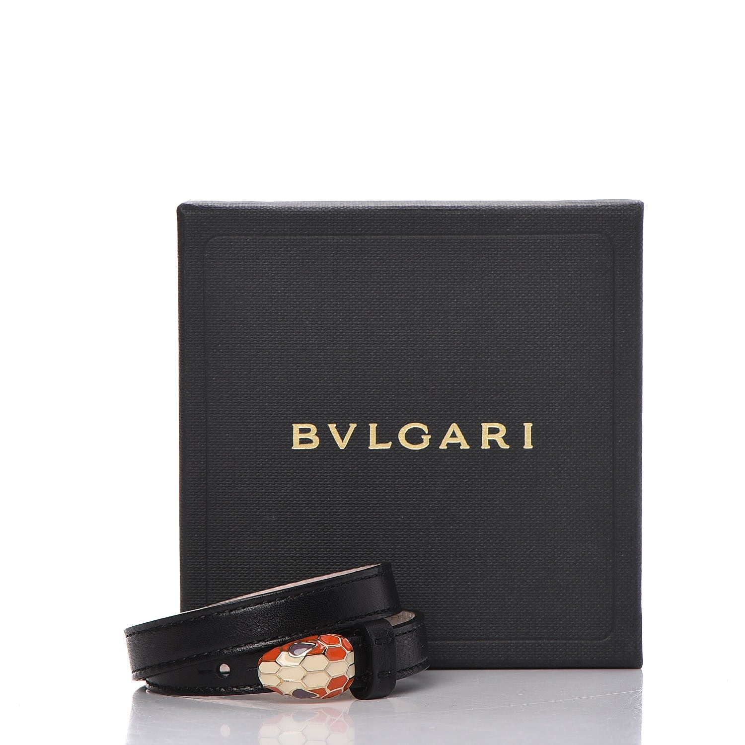 Bulgari Calfskin Serpenti Forever Double Coil Bracelet Black 7 of 7