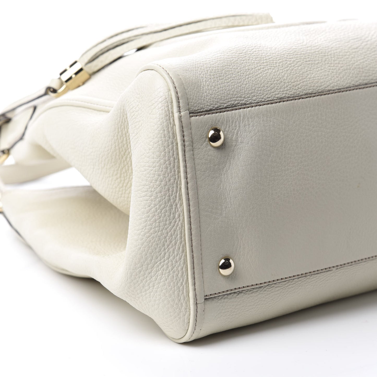 Pebbled Calfskin Medium Soho Shoulder Bag Off White