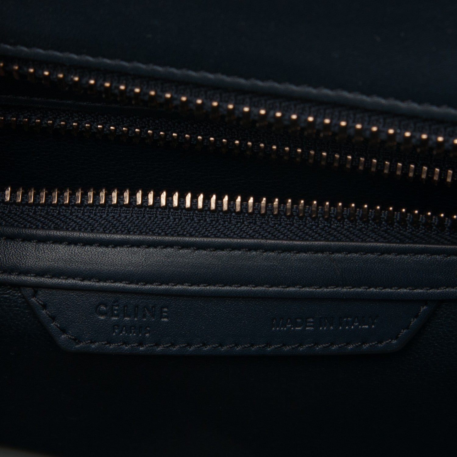 Celine Smooth Calfskin Textile Striped Micro Luggage Navy Blue 6 of 7