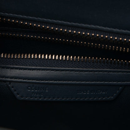 Celine Smooth Calfskin Textile Striped Micro Luggage Navy Blue 6 of 7