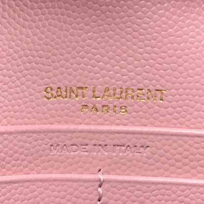 Saint Laurent Grain De Poudre Matelasse Chevron Monogram Chain Wallet Tender Pink 7 of 13
