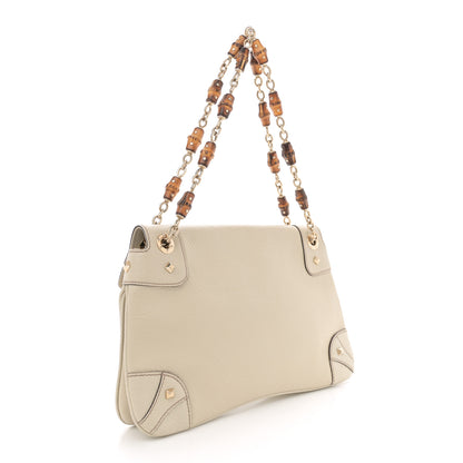 Gucci Pebbled Calfskin Bamboo Chain Bag White 2 of 12