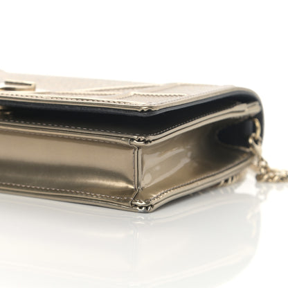 Christian Dior Metallic Patent Micro-Cannage Diorama Wallet on Chain Pouch Gold 10 of 14