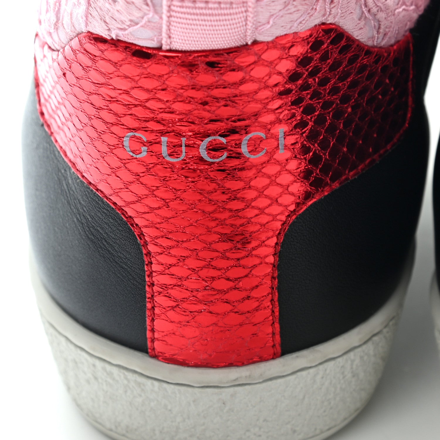 Gucci Calfskin Lace Ayers Sylvie Web Womens New Ace High Top Sneakers 39 Black 5 of 10