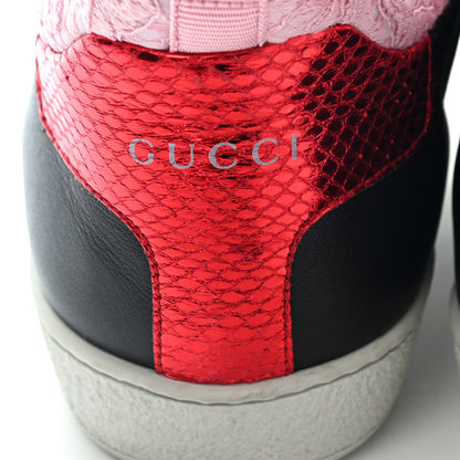 Gucci Calfskin Lace Ayers Sylvie Web Womens New Ace High Top Sneakers 39 Black 5 of 10