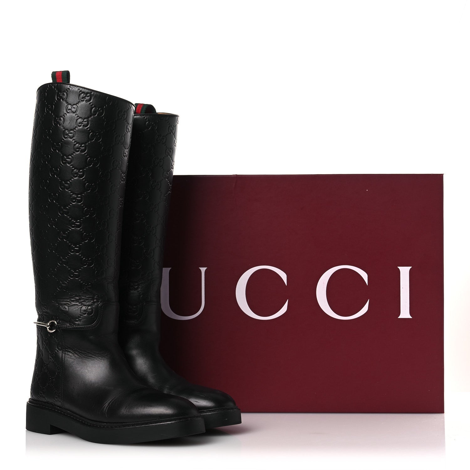 Gucci Guccissima Real Betis Glamour Calfskin Michelangelo Slim Horsebit Riding Boots 39.5 Black 15 of 15