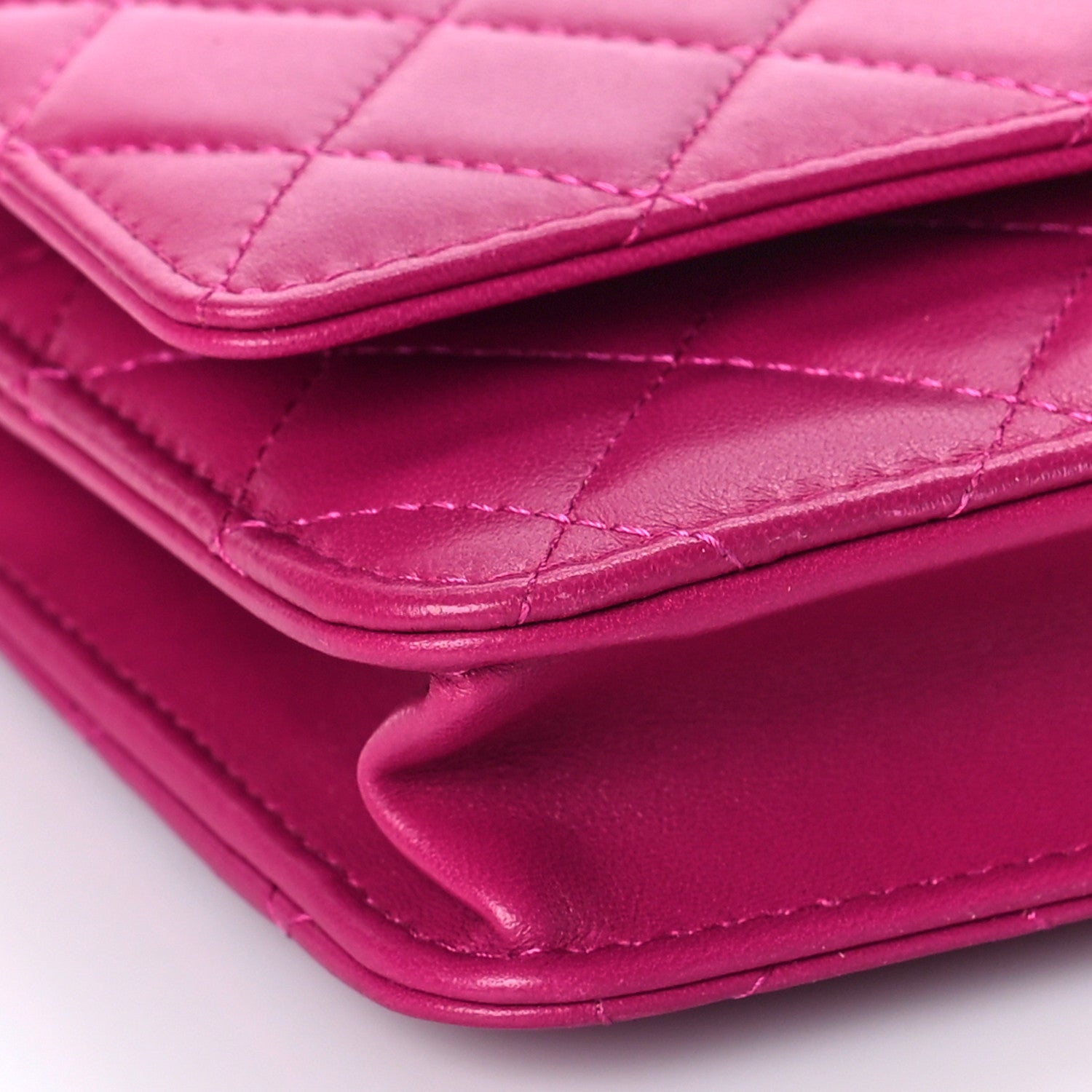 Chanel Lambskin Quilted Trendy CC Wallet On Chain WOC Dark Pink 9 of 13