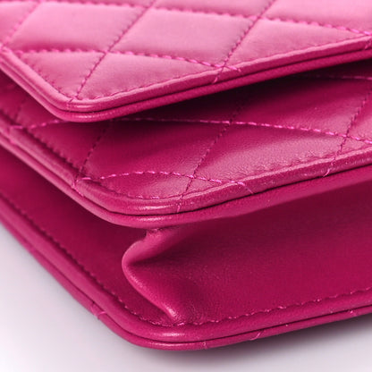 Chanel Lambskin Quilted Trendy CC Wallet On Chain WOC Dark Pink 9 of 13