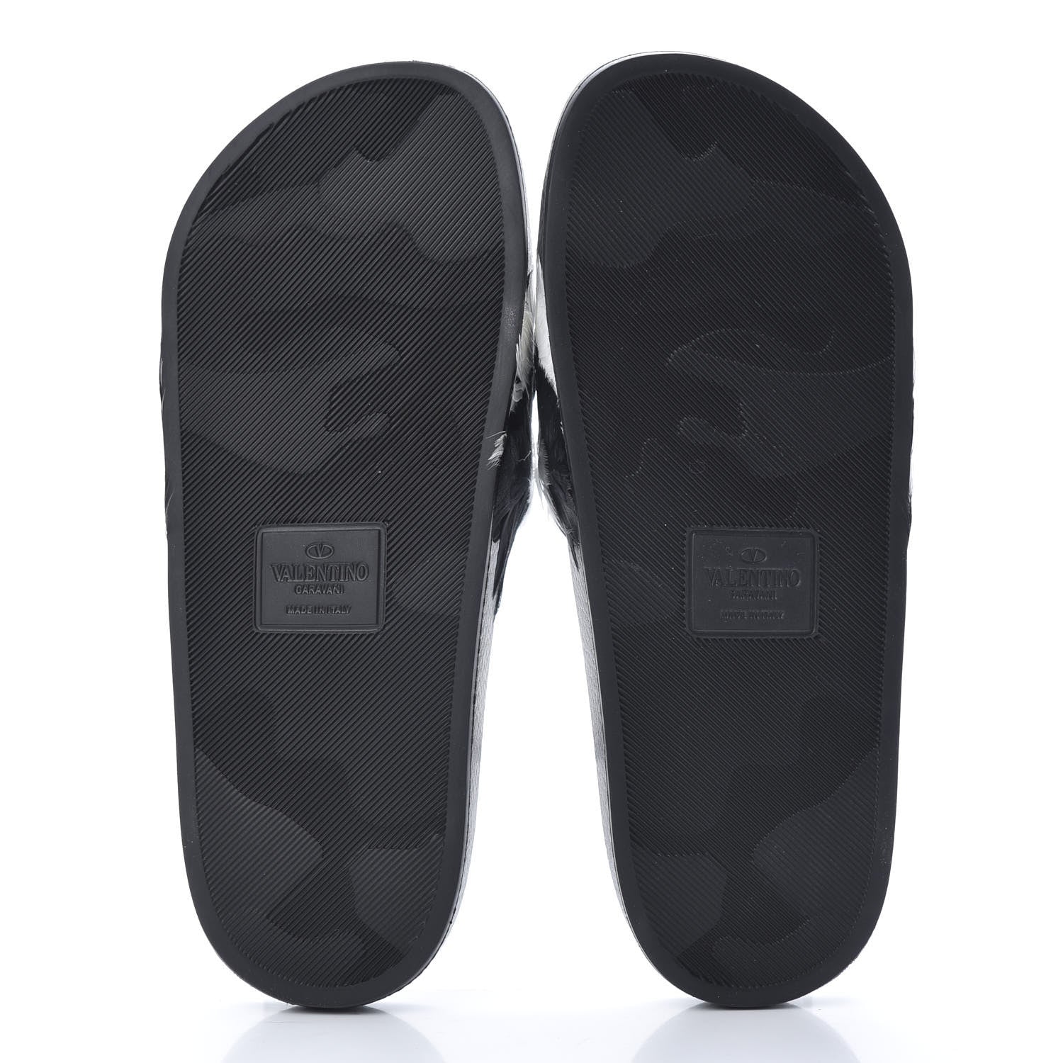 Valentino Garavani Rubber Feather Pool Slide Sandals 39 Black White 5 of 7