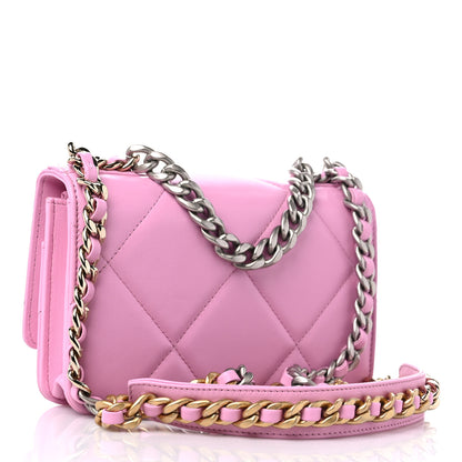 Chanel Lambskin Quilted Chanel 19 Wallet On Chain WOC Pink 3 of 11