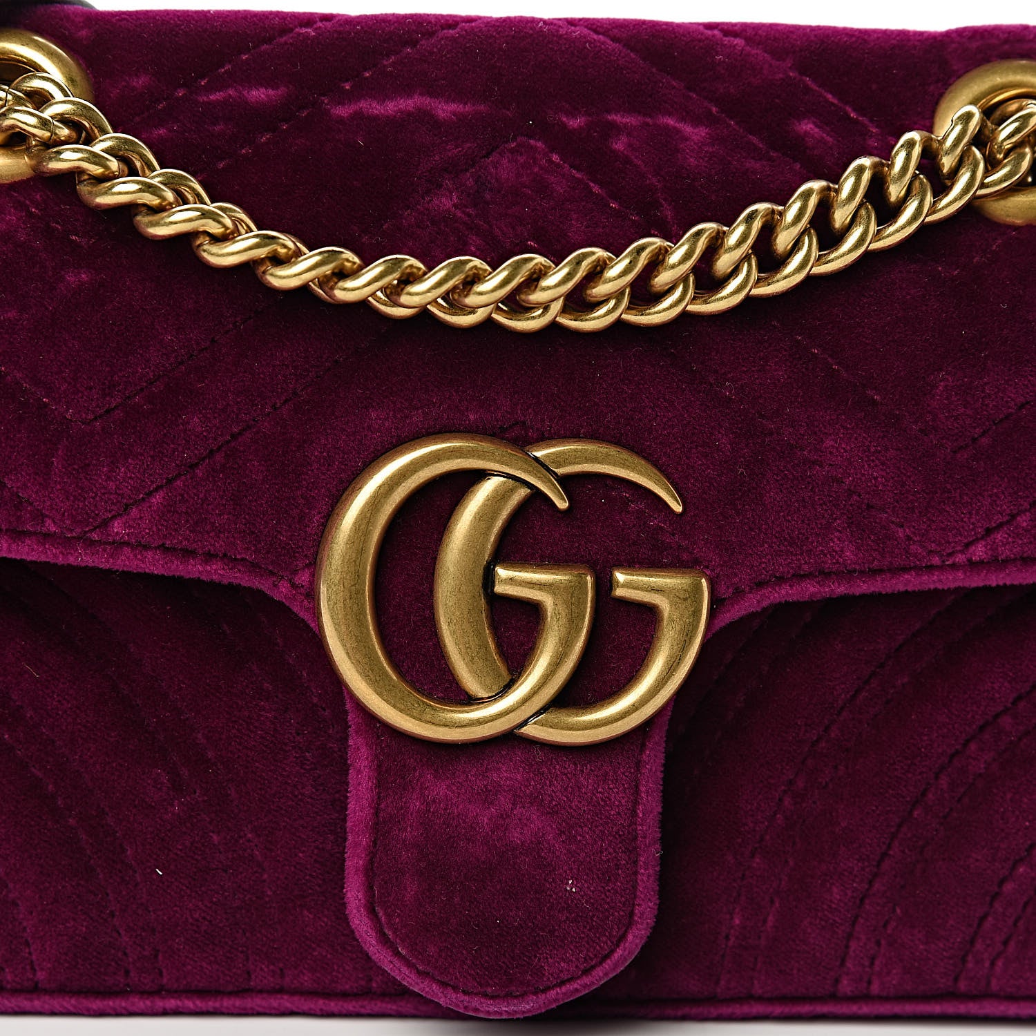 Gucci Velvet Matelasse Mini GG Marmont Shoulder Bag Fuchsia Violet Cyclamen 8 of 10