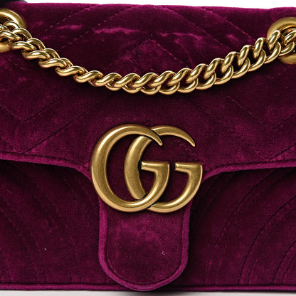Gucci Velvet Matelasse Mini GG Marmont Shoulder Bag Fuchsia Violet Cyclamen 8 of 10