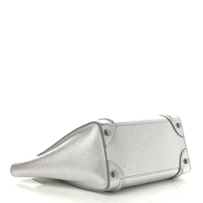 Celine Laminated Lambskin Micro Luggage Silver 4 of 26