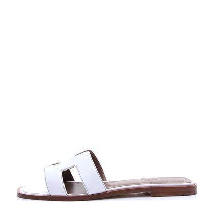 Hermes Box Calfskin Oran Sandals 39.5 White 1 of 11