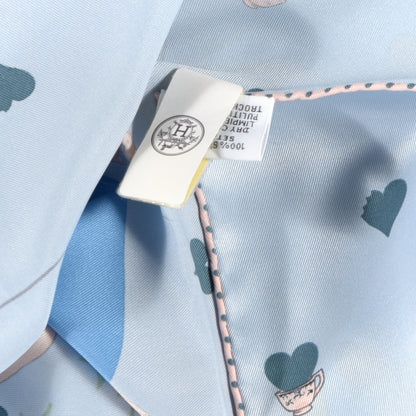Hermes Silk Tea Time Scarf 70 Bleu Ciel Bleu Azur 5 of 5