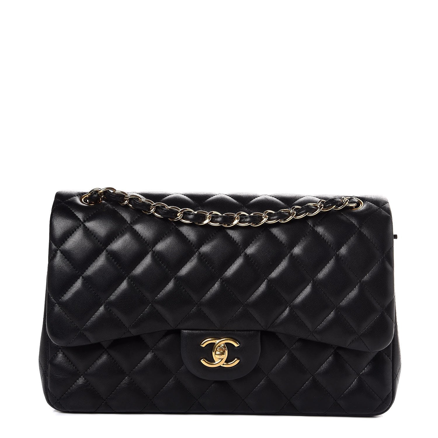 Chanel Lambskin Quilted Jumbo Double Flap Black 1 of 8