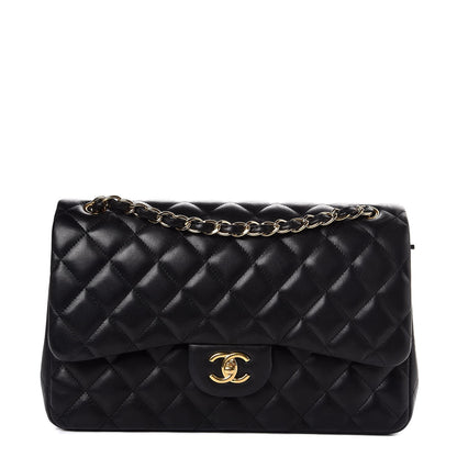 Chanel Lambskin Quilted Jumbo Double Flap Black 1 of 8