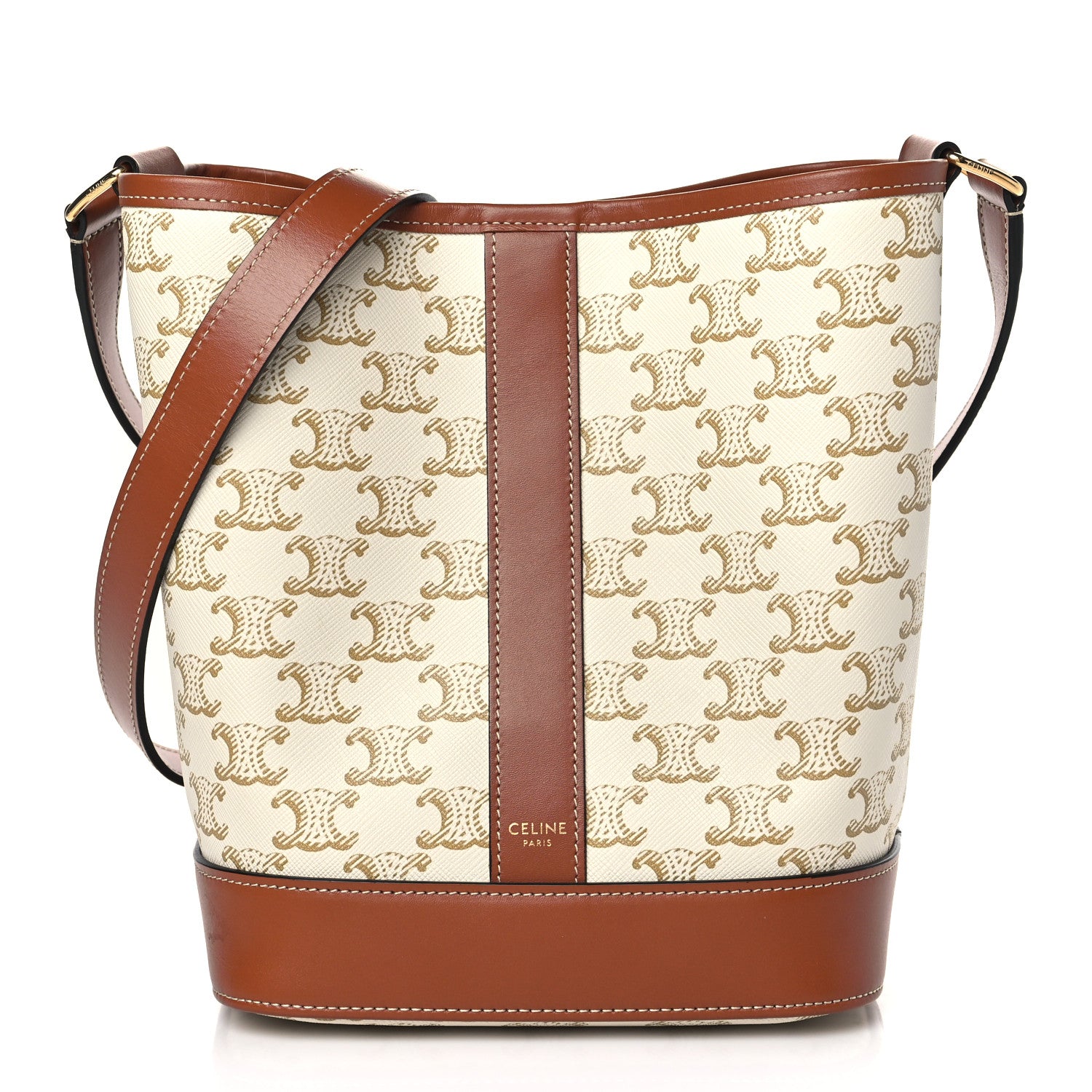 Celine Triomphe Canvas Calfskin Small Bucket Bag White 1 of 10