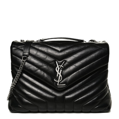 Saint Laurent Calfskin Y Quilted Monogram Medium Loulou Chain Satchel Black 1 of 12