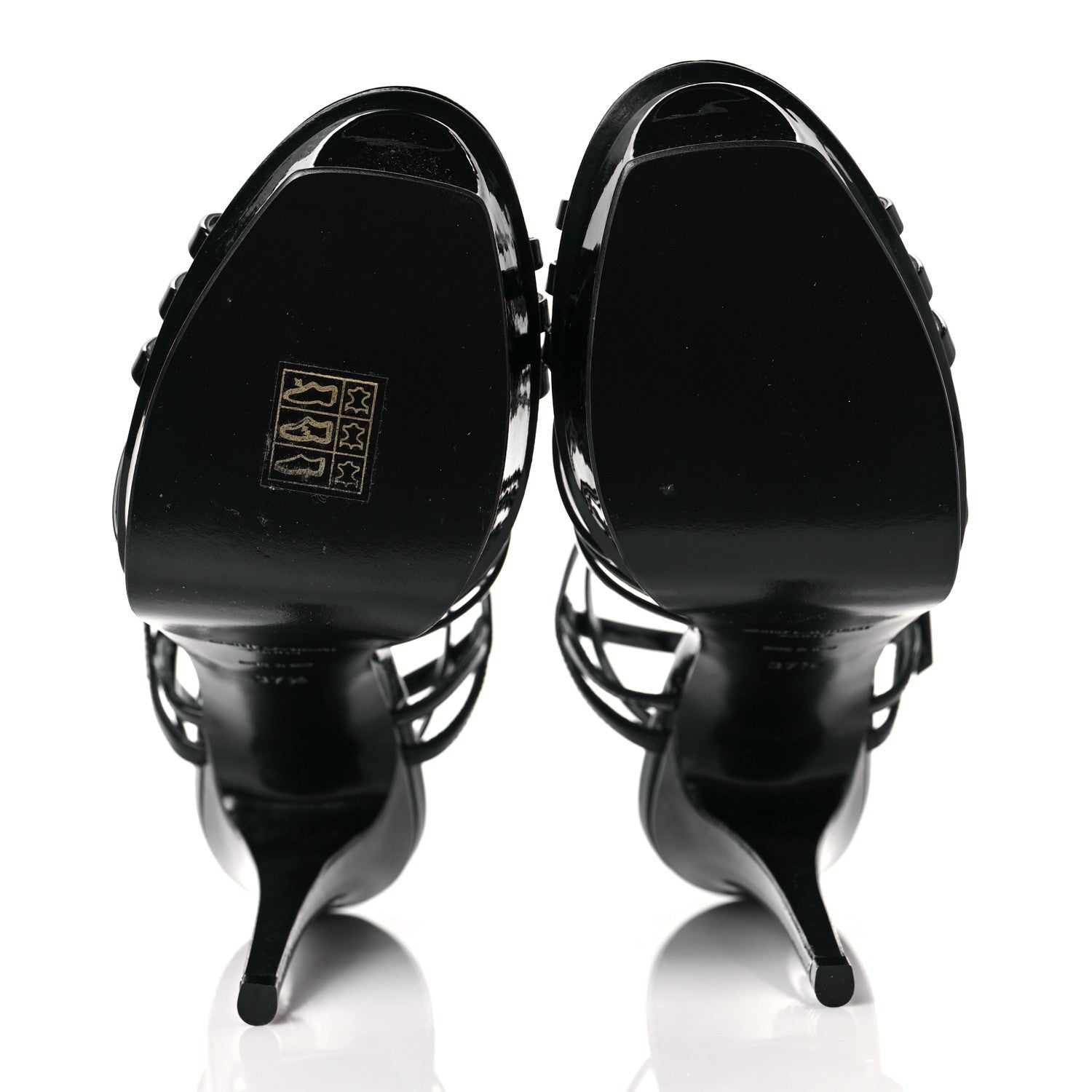 Saint Laurent Patent Platform Criss Cross Sandals 37.5 Black 5 of 7