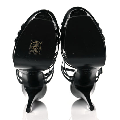 Saint Laurent Patent Platform Criss Cross Sandals 37.5 Black 5 of 7