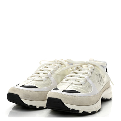 Chanel Suede Calfskin Womens CC Sneakers 39 White Black 4 of 11