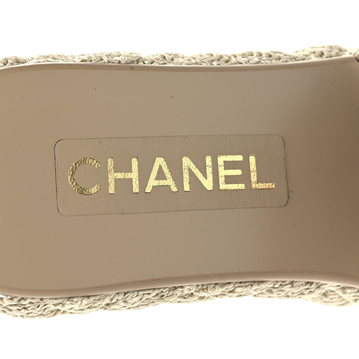 Fabric Quilted CC Platform Mules 39 Ivory