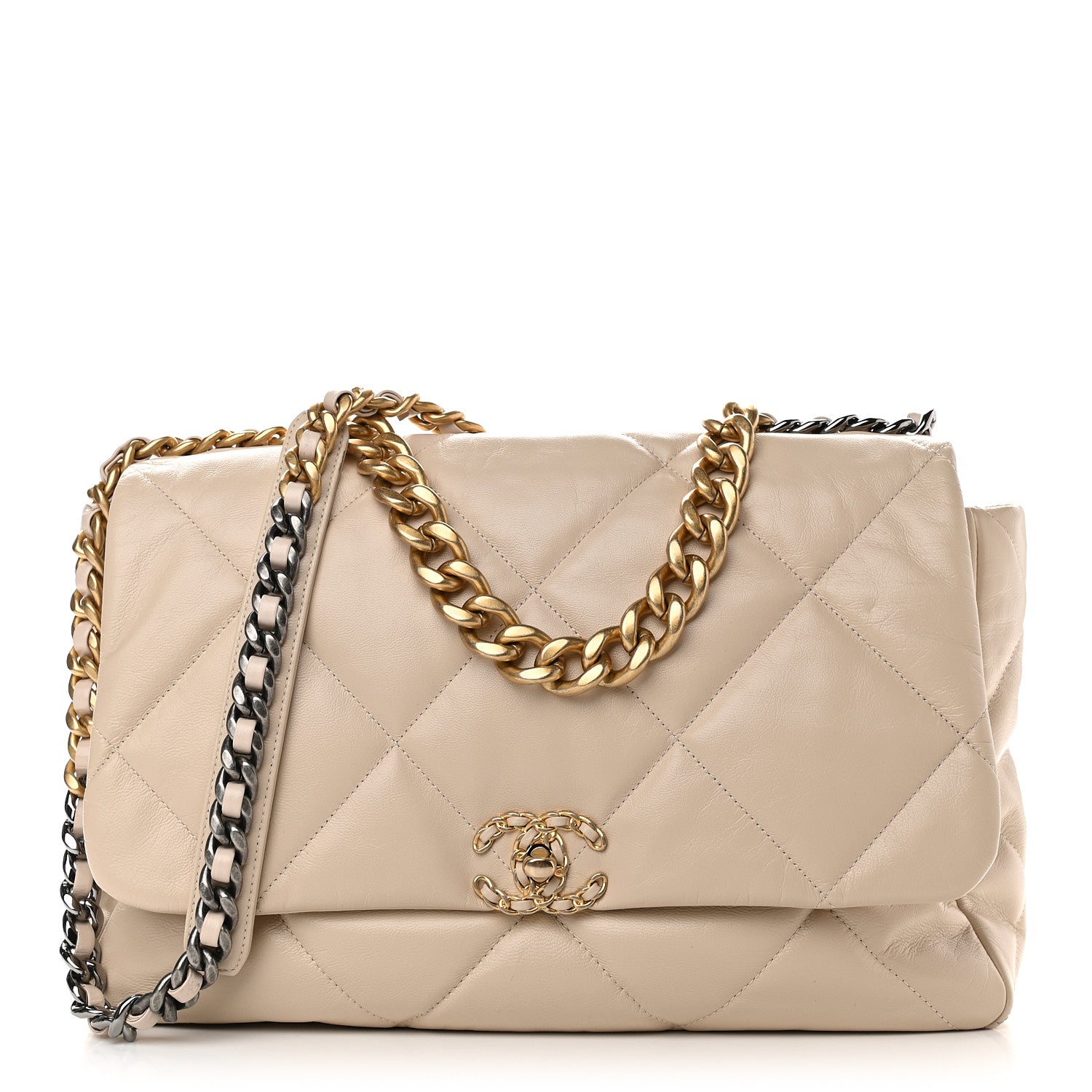 Chanel Goatskin Quilted Maxi Chanel 19 Flap Beige 1 of 9