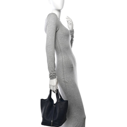 Hermes Taurillon Clemence Picotin Lock 22 MM Bleu Nuit 2 of 10