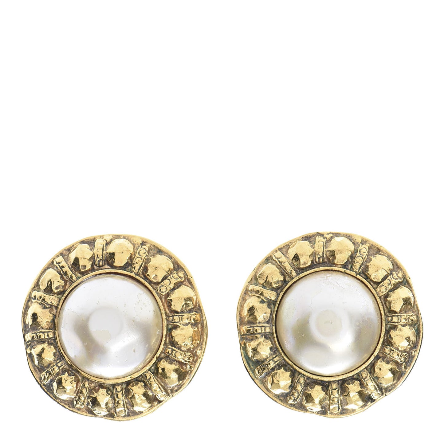 Pearl Round Clip On Earrings Gold