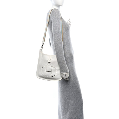 Hermes Taurillon Clemence Amazone Evelyne II PM White White 2 of 10