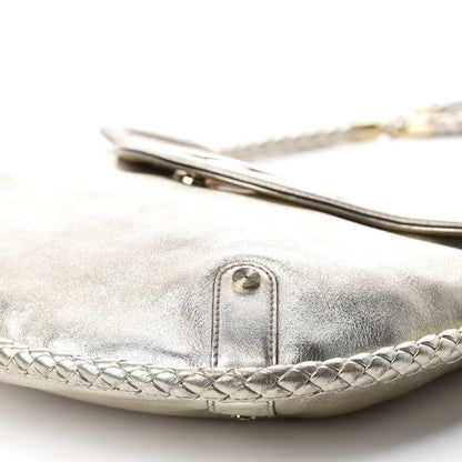 Gucci Metallic Calfskin Medium Britt Tassel Shoulder Bag Platinum 7 of 16