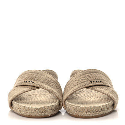 Christian Dior Canvas Embroidered Granville Espadrille Crisscross Flat Slide Sandals 36.5 Cream 2 of 8
