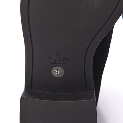 Gucci Suede Softy GG Knee High Riding Boots 37 Black 6 of 9